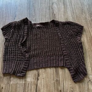 Y2K Brown metallic Knit cropped cardigan size small